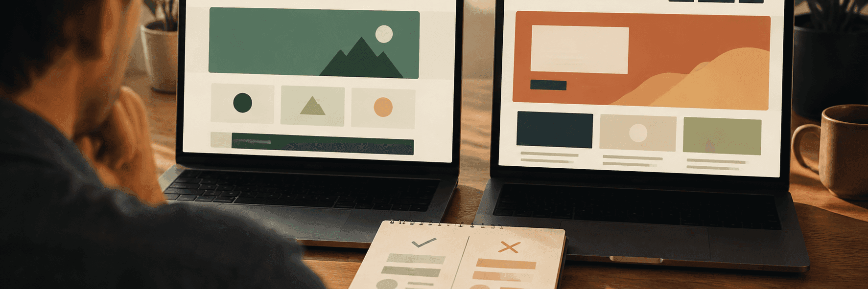 Two competing websites compared side by side on laptop screens
