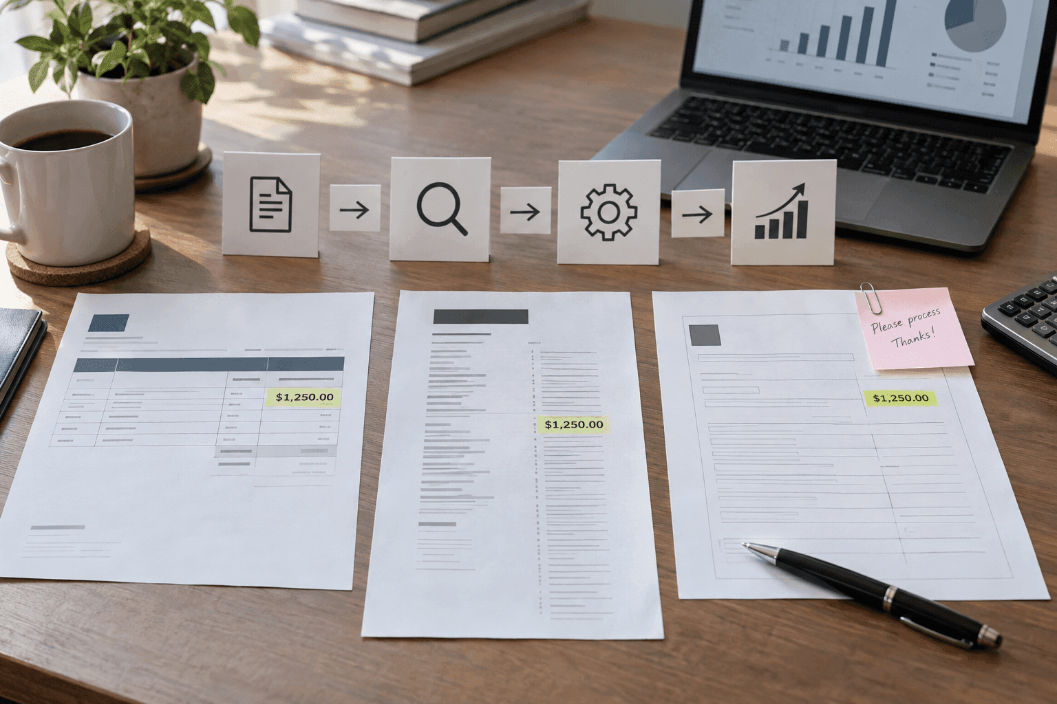 Three differently laid-out documents with the same data field correctly located in each.