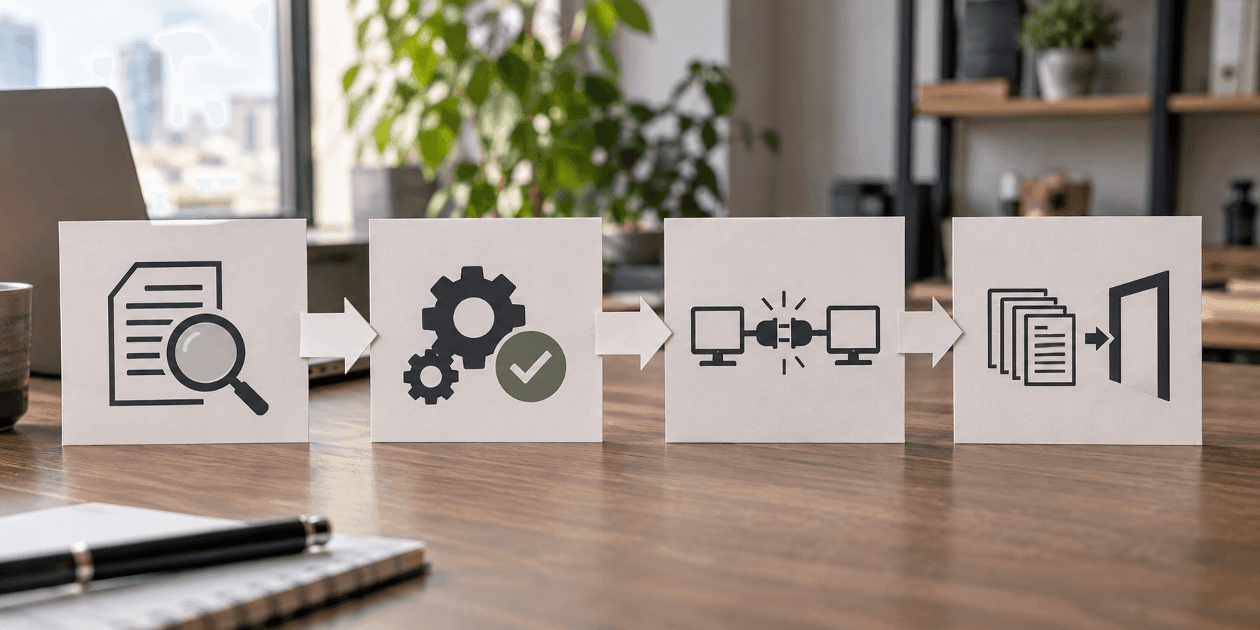 A four-step flow diagram from sample analysis through integration to a pilot rollout.