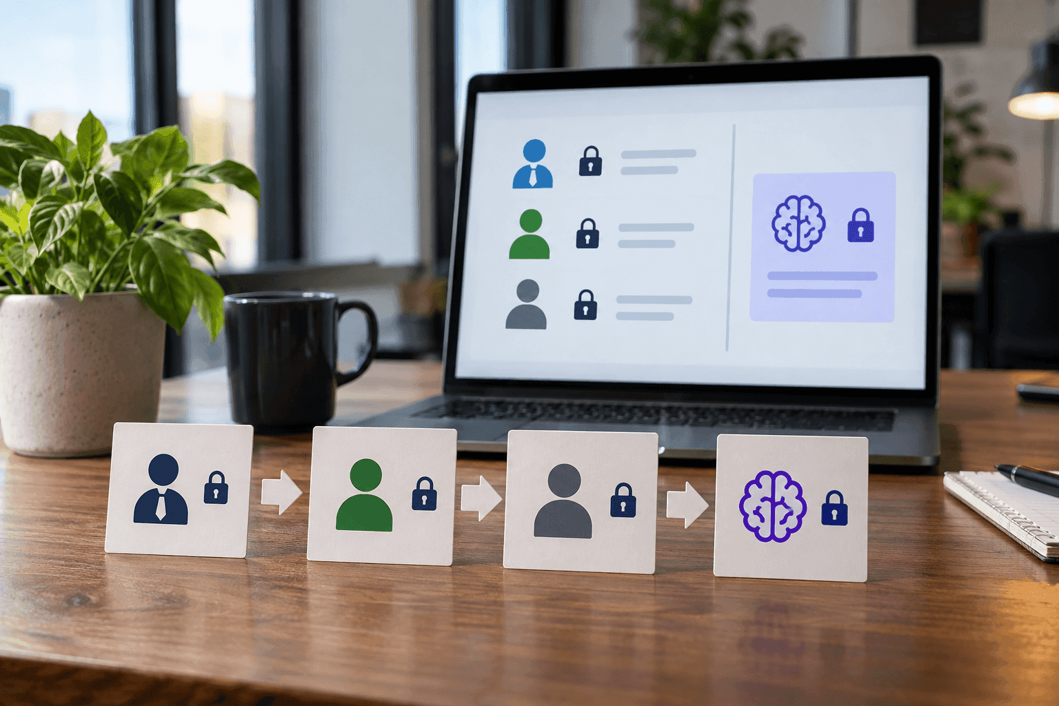 A padlock icon on an AI feature matching the same access-control icon used elsewhere.