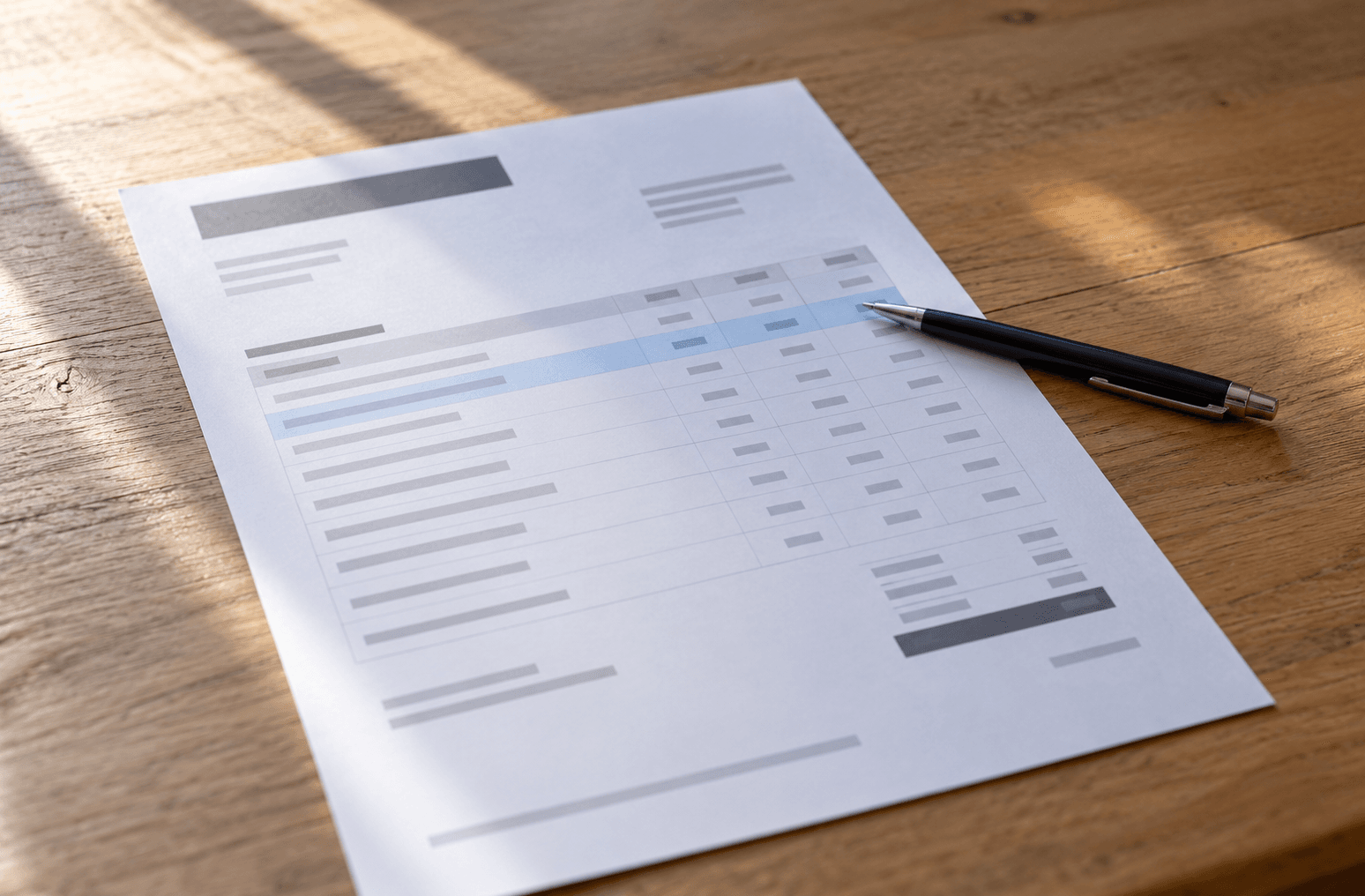 An invoice with clearly separated, individual cost line items